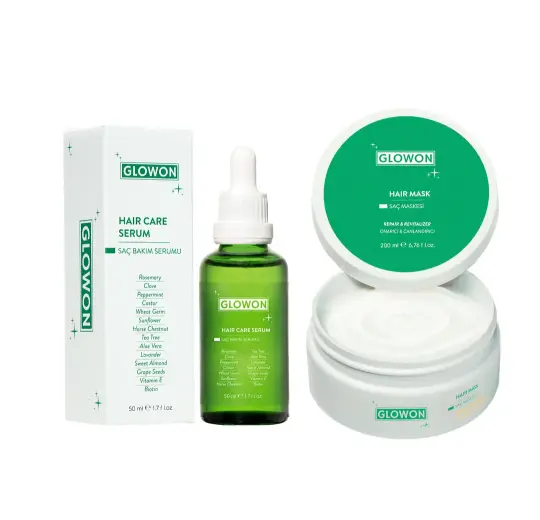 GLOWON Saç Maskesi ve Saç Serumu İçeren Yoğun Nemlendirici Kuru Saç Bakım İkili Set