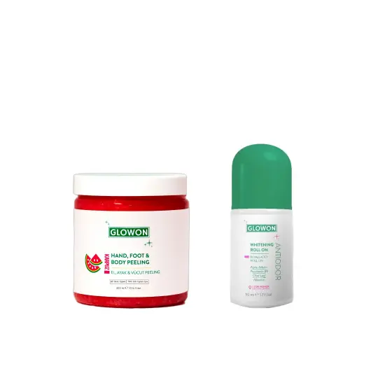 GLOWON Vücut Peelingi ve Alpha Arbutinli Roll-On İçeren Vücut Bakım İkili Set